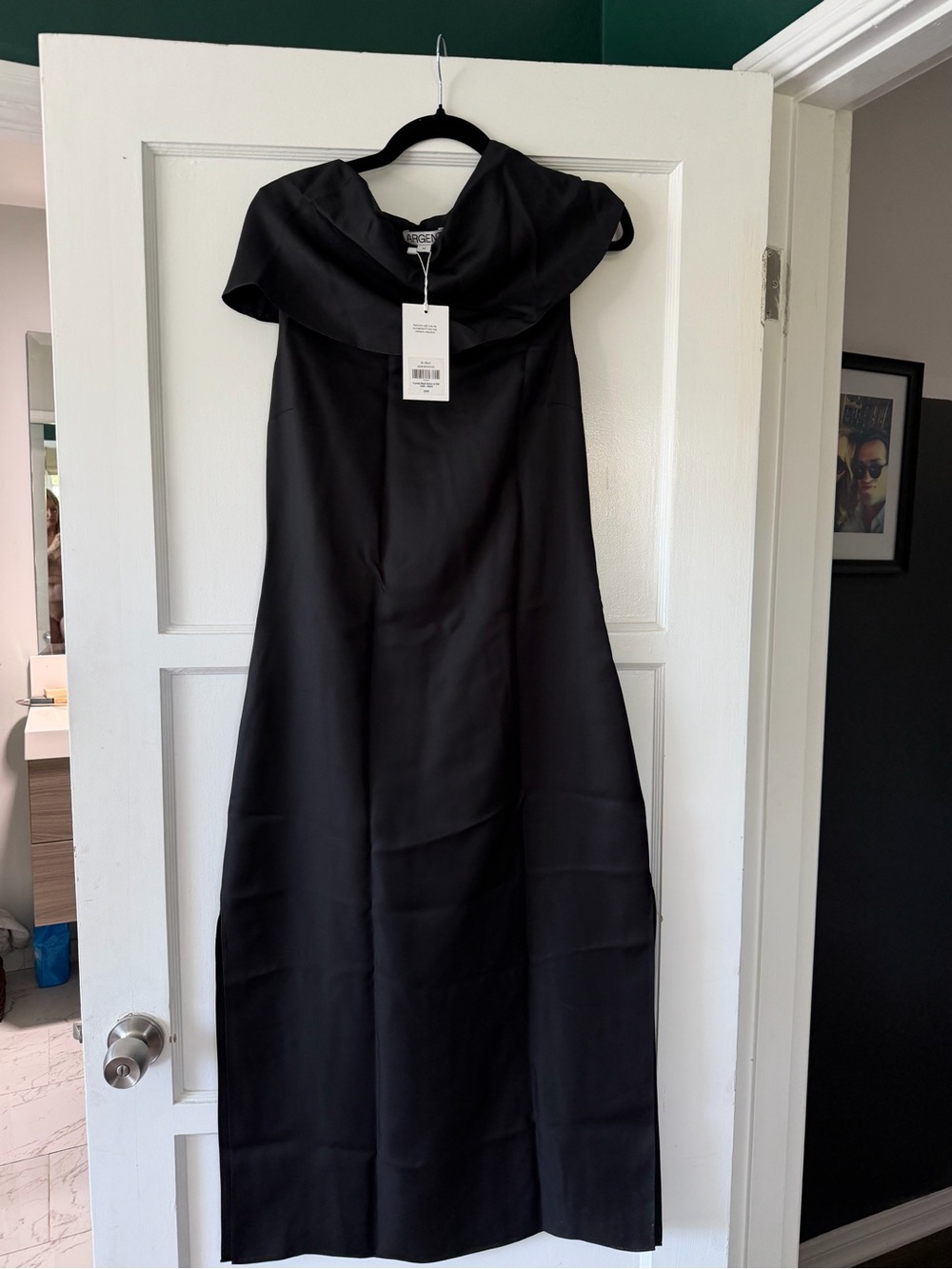 Argent Funnel Neck Dress in Silk Twill black new tags won’t leave up long med! - Picture 7 of 8